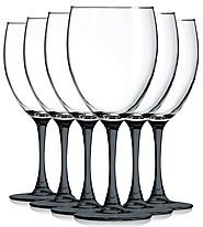 Black Nuance Wine Glassware with Beautiful Colored Stem Accent - 10 oz. set of 6- Additional Vibrant Colors Available
