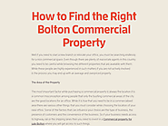 How to Find the Right Bolton Commercial Property