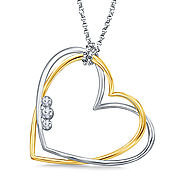 Interlocking Diamond Heart Pendant for her | 14K Two-Toned Gold Diamond Heart Pendant