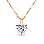 Romantic Diamond Heart Pendant Necklace for her in 14K Rose Gold
