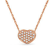 Mini Diamond Heart Pendant in 14K Rose Gold
