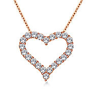 Classic Diamond Heart Pendant in 14K Rose Gold