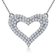 Embellished Open Heart Diamond Pendant in 14K White Gold