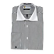 Buy slim fit black and white striped cotton blend french cuffs dress shirts from Labiyeur