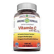 Amazing Nutrition Vitamin C with Rose Hips * 240 Tablets * 1000mg Vitamin C with 62.50 mg of Rosehip fruit extract * ...