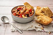 Sicilian Eggplant Stew with Herbed Pork and Garlicky Ciabatta
