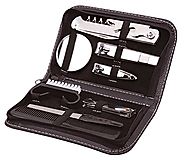 9 Piece Mens Travel Set Complete Grooming Set Nail Clippers Brush Comb Nail File Stainless Steel Kit - Includes Trave...
