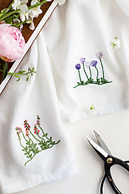Floral Embroidery Patterns for Dishtowels - Flax & Twine