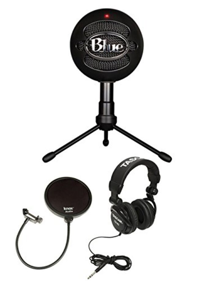 Blue Microphones Yeti Red USB Mic with Knox Boom Arm, Headphones and Pop  Filter 