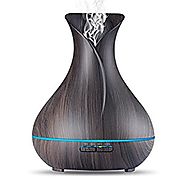 Aroma Essential Oil Diffuser with Wood Grain and Beautiful Color Changing LED Lights
