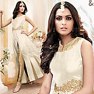 Comely Off White Front Buttons With Slit Silk Latest Fashion Suit