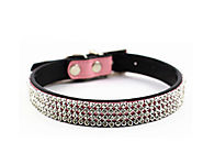 Pink luxury leather dog collars with rhinestones
