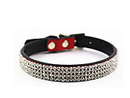 Red luxury leather dog collars with rhinestones