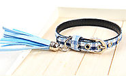 Blue tartan dog collar