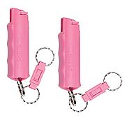 SABRE Red Pepper Spray 2-Pack - Police Strength - with Durable Pink Key Case, Finger Grip, Quick Release Key Ring