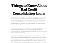 Things to Know About Bad Credit Consolidation Loans