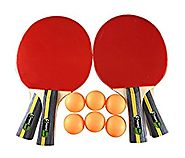 MightySpin Table Tennis Rackets & Balls Set| Complete W/ 4 Ping Pong Paddles Bundle, 6 Balls & Carrying Case Material...