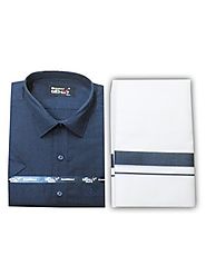 Fancy Border Matching Shirt - Navy Blue