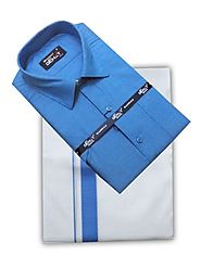 Fancy Border Matching Shirt - Saturated Blue