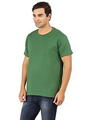 Round Neck Half Sleeve Dark Lime Green T-Shirt