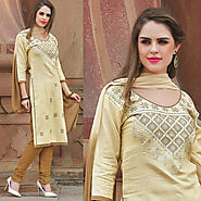 Cream Color Glazz Cotton Designer Salwar Kameez
