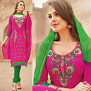 Pink Color Glazz Cotton Designer Salwar Kameez