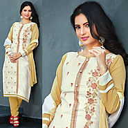 White Color Designer Cotton Salwar Kameez