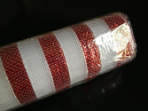 Deco Poly Mesh Red White Stripe Metallic Stripe 21" by 10 yards - Decorate for Christmas! Multiple rolls available.