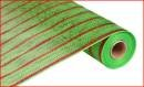 Deco Mesh Design - Wide Lime Thin Laser Red Deluxe Stripe Deco Poly Mesh 21" x 10 yards