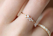 14k gold slender delicate tactic inlay zircon ring —— tiny bouquet | gold ring|tiny ring|tiny diamond ring|mood ring