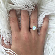Opal Engagement Rings Sterling Silver FREE Gift Box FREE Shipping Codes Below! Promise Ring Birthstone Jewelry Prom R...