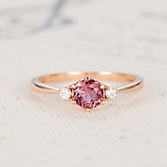 Red Tourmaline Engagement Ring,Tourmaline Ring,October Birthstone Ring,diamond rose gold,wedding band,red stone ring,...
