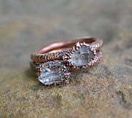 Herkimer Diamond Ring, Copper Electroformed Ring, Raw Crystal Ring, Copper Rings, Natural Stone Rings, Unique Engagem...