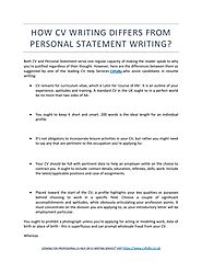 How CV Writing Differs From Personal Statement Writing