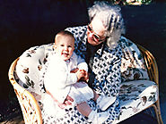 Mum as a grandmother in later years holding Clare my middle child - The Flying Bushman
