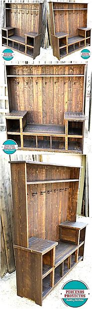 Recycled Pallets Wooden Wardrobe with Clothes Hanger
