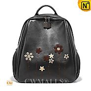 CWMALLS® Women's Embroidered Leather Backpack CW207012