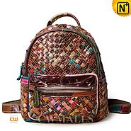 CWMALLS® Women's Woven Leather Backpack CW252081