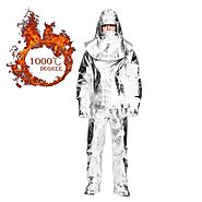 Webetop Aluminum Foil Heat Resistant Thermal Radiation 1000 Degree Centigrade Fire-proof Suit, Include 1 Coat, 1 Pant...