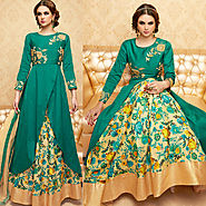 Green Color Handwork Embroidered Designer Anarkali Dress Suit