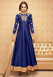 Blue Color Handwork Embroidered Designer Anarkali Dress Suit