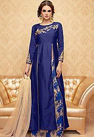 Blue Color Handwork Embroidered Designer Anarkali Dress Suit