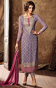Aesthetic Purple Aline Georgette Latest Pakistani Suit