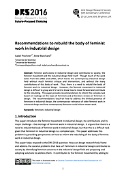 Recommendations to rebuild feminist work in industrial design