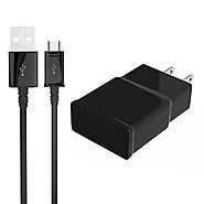 Elecmark Travel Wall Charger and 5 Feet Micro Data Sync Cable for Samsung Galaxy S2, S3, S4, Note 2, 4 (Black)