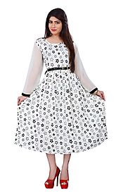 Black & White Printed Rayon Stitched Kurti Online for 1449 Rs.@ FleAffair