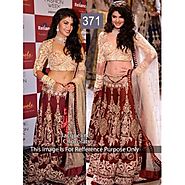 Buy Bollywood Lehengas - Jacquline Maroon And Gold Lehenga | Po-371-rc Online for 4332.00 Rs.@ FleAffair