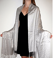 Online Upscale Evening Silver Shawl With Sparkles Divine - Yours Elegantly
