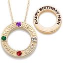 Name and Birthstone Necklace for Mom with Personalized Message