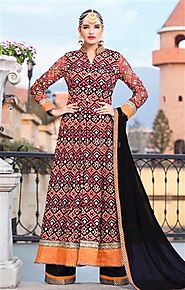 Pretty Multicolor Boutique Style Georgette Indo Western Evening Dress For Reception